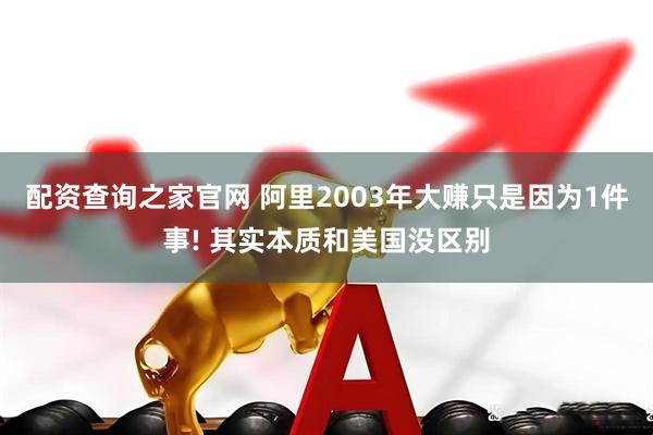 配资查询之家官网 阿里2003年大赚只是因为1件事! 其实本质和美国没区别