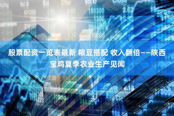 股票配资一览表最新 粮豆搭配 收入翻倍——陕西宝鸡夏季农业生产见闻
